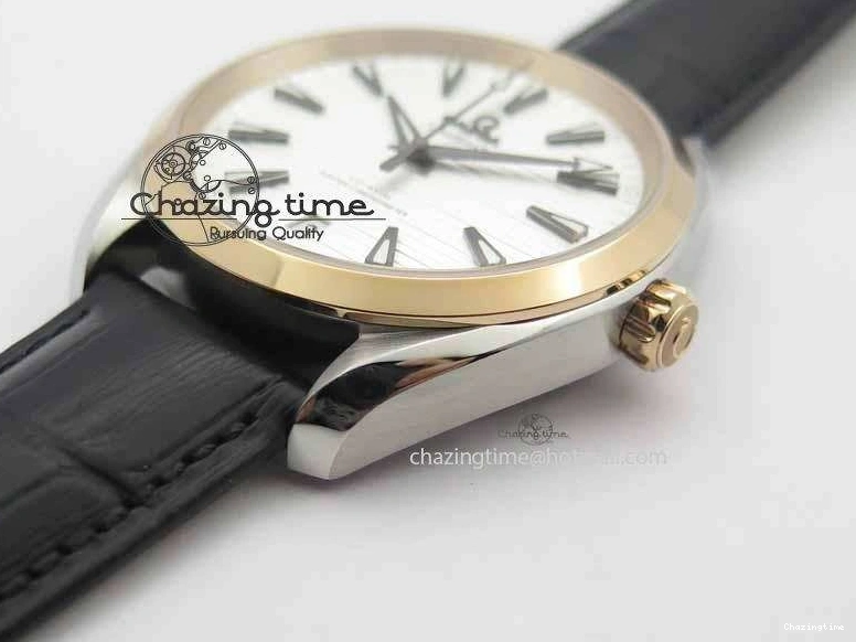 0509 2017 Aqua Terra SS RG XF Best Edition White Textured Dial On Black Leather Strap A Functional 8157